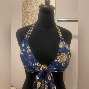 YMI Navy Floral Bikini Top